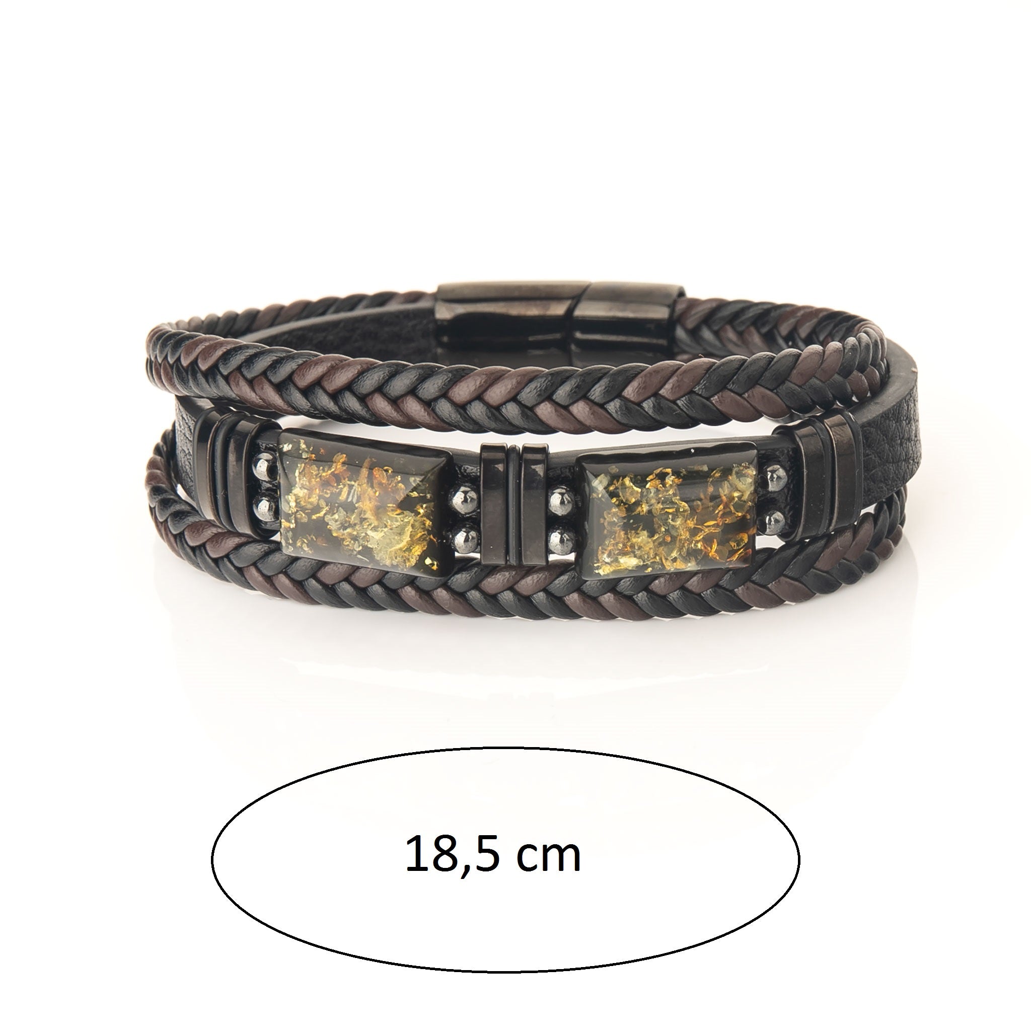 Stylowa bransoletka męska z bursztynem bałtyckim i naturalnej skóry – oryginalny prezent