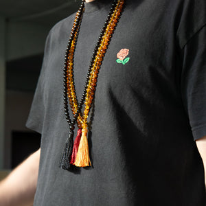 Mala 108 Bursztynowe Koraliki 8 mm Tybetański Różaniec do Medytacji Budda Modlitewny Naszyjnik Chakra Biżuteria Medytacyjna